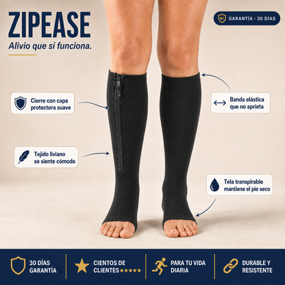 ZipEase™ Compresión con Cierre · Alivio Real