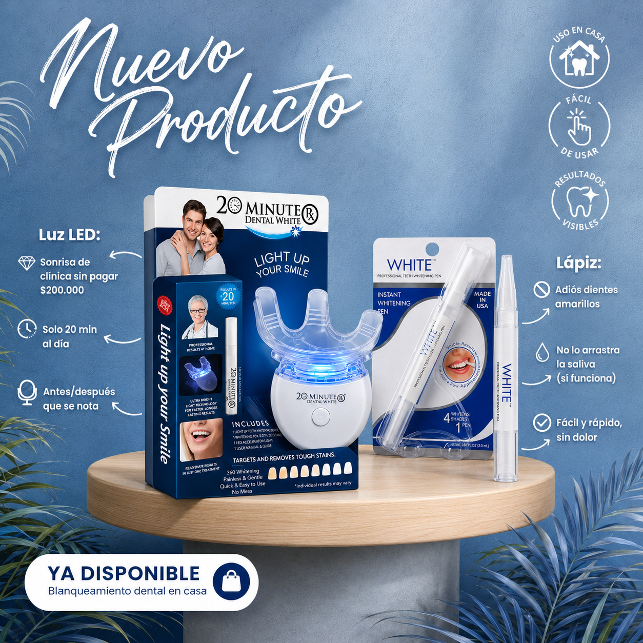 Lumident™ – Pack Blanqueador Dental con Luz LED + Lápiz | Fórmula Avanzada de Blanqueamiento