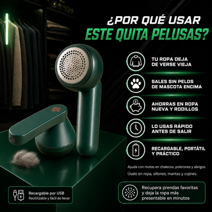 LintPro™ Quita Pelusas Eléctrico Recargable