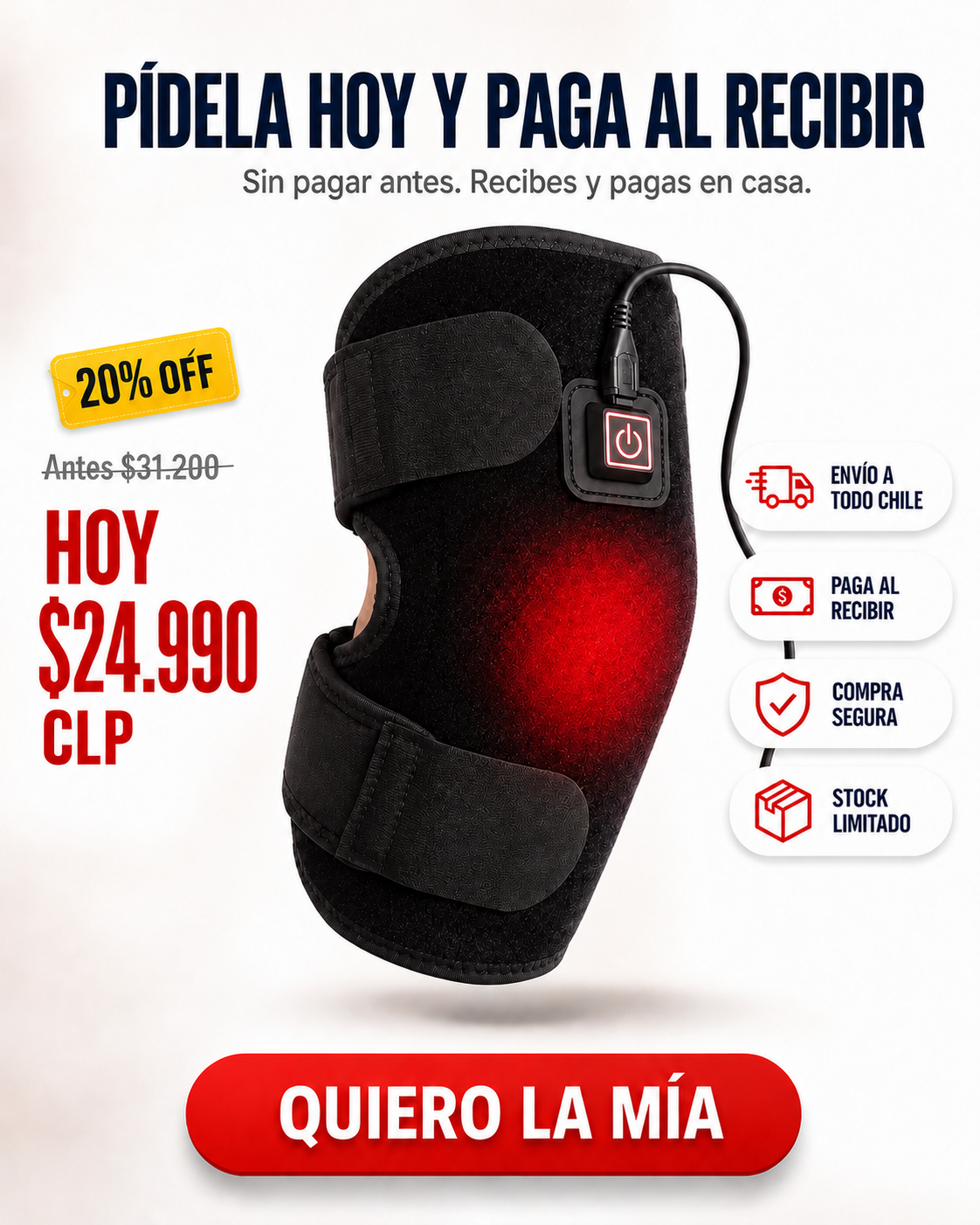 Rodillera Térmica Knea con Vibración Recargable